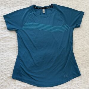 Under Armour Running Top HeatGear Size S Blue Reflective